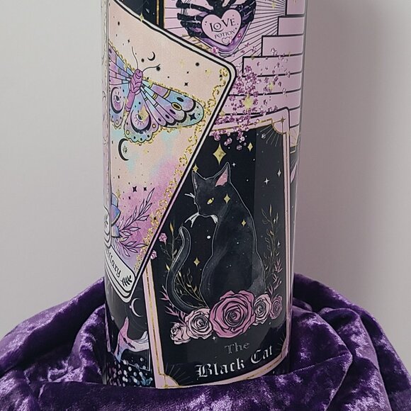 Witchy Tarot 20 oz Skinny Tumbler – Sublimated by Scott Heil | The Crowing Hen - Picture 4 of 7